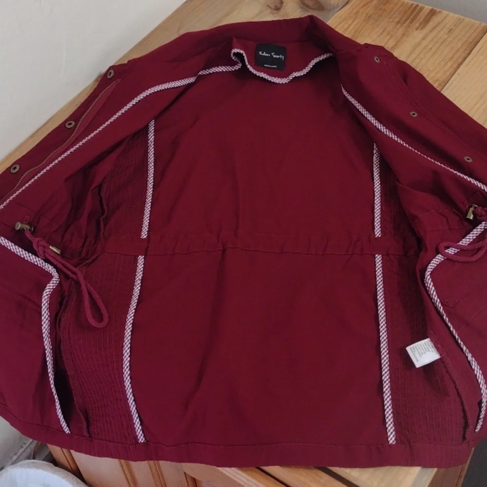Eden Society Burgundy Full Front Zip Utility Jacket Size S - Picture 9 of 12